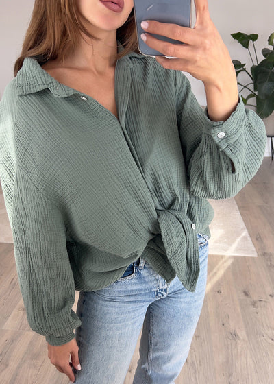 Musselin-Bluse Khaki