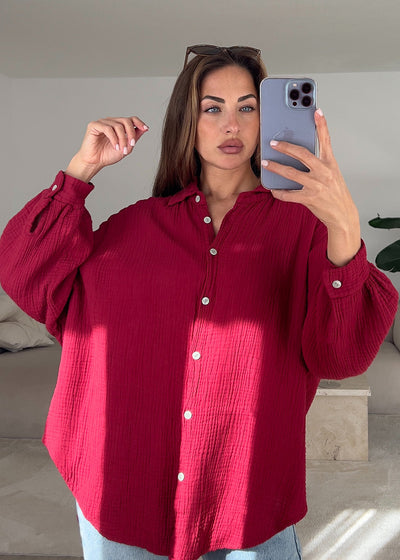 Musselin-Bluse Rot