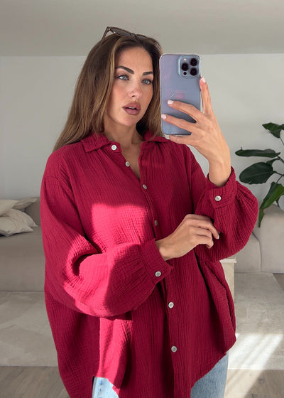 Musselin-Bluse Rot
