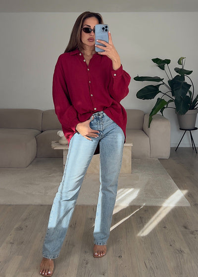 Musselin-Bluse Rot