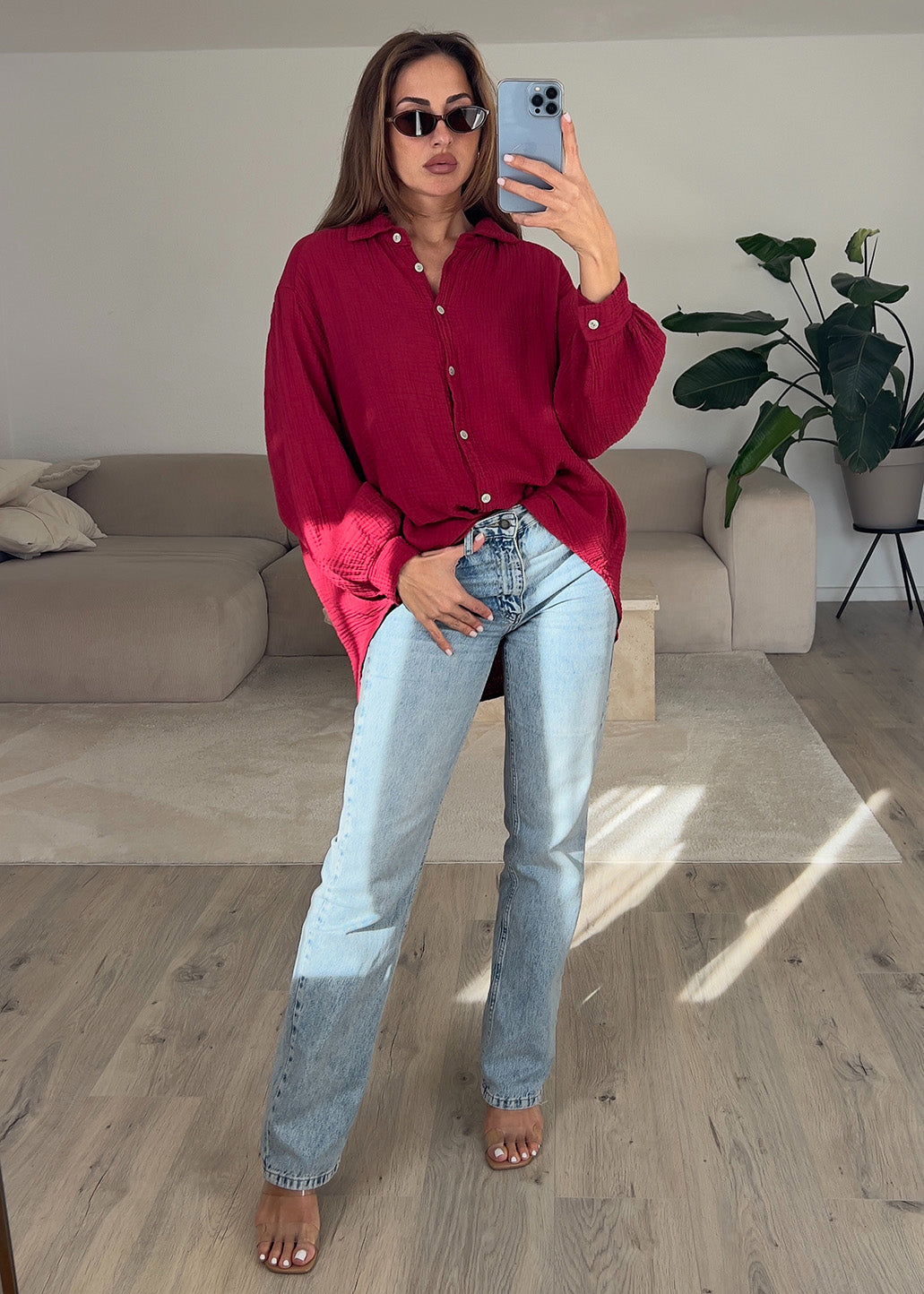 Musselin-Bluse Rot
