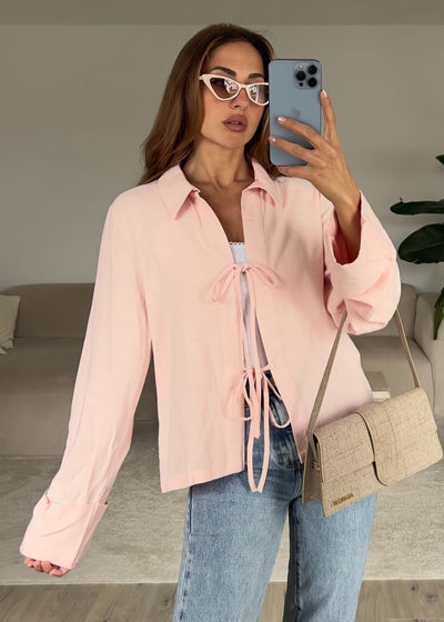 Bluse mit Schleifen Rosa