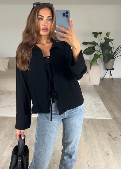 Bluse mit Schleifen Schwarz
