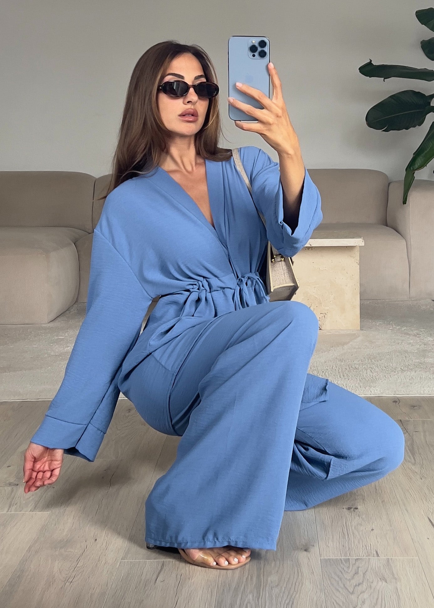 Set aus Oberteil und Hose Blau