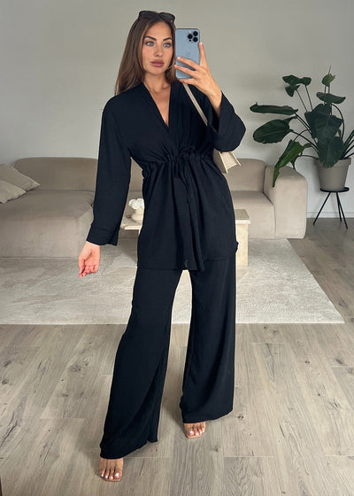Set aus Oberteil und Hose Schwarz