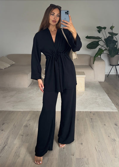Set aus Oberteil und Hose Schwarz