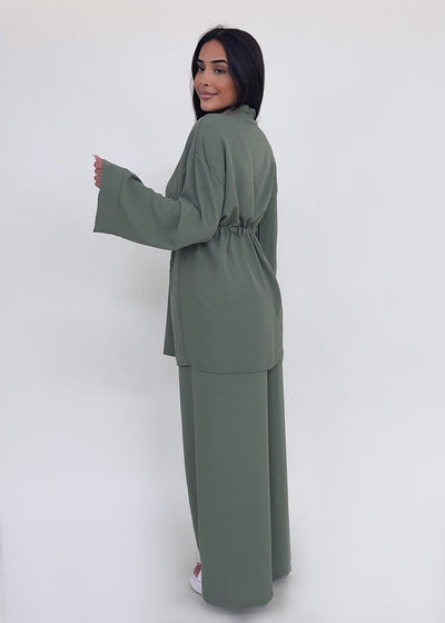 Set aus Oberteil und Hose Khaki