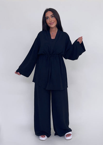 Set aus Oberteil und Hose Schwarz
