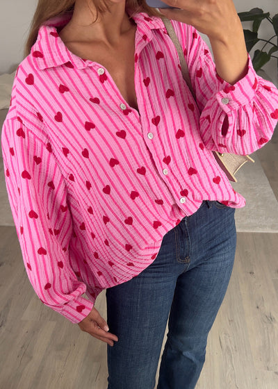 Musselin Bluse mit Herzen