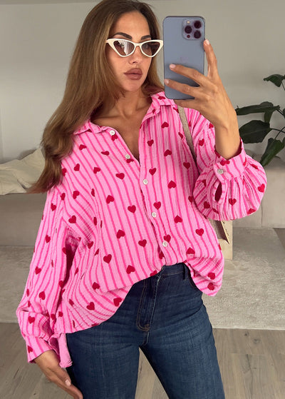 Musselin Bluse mit Herzen