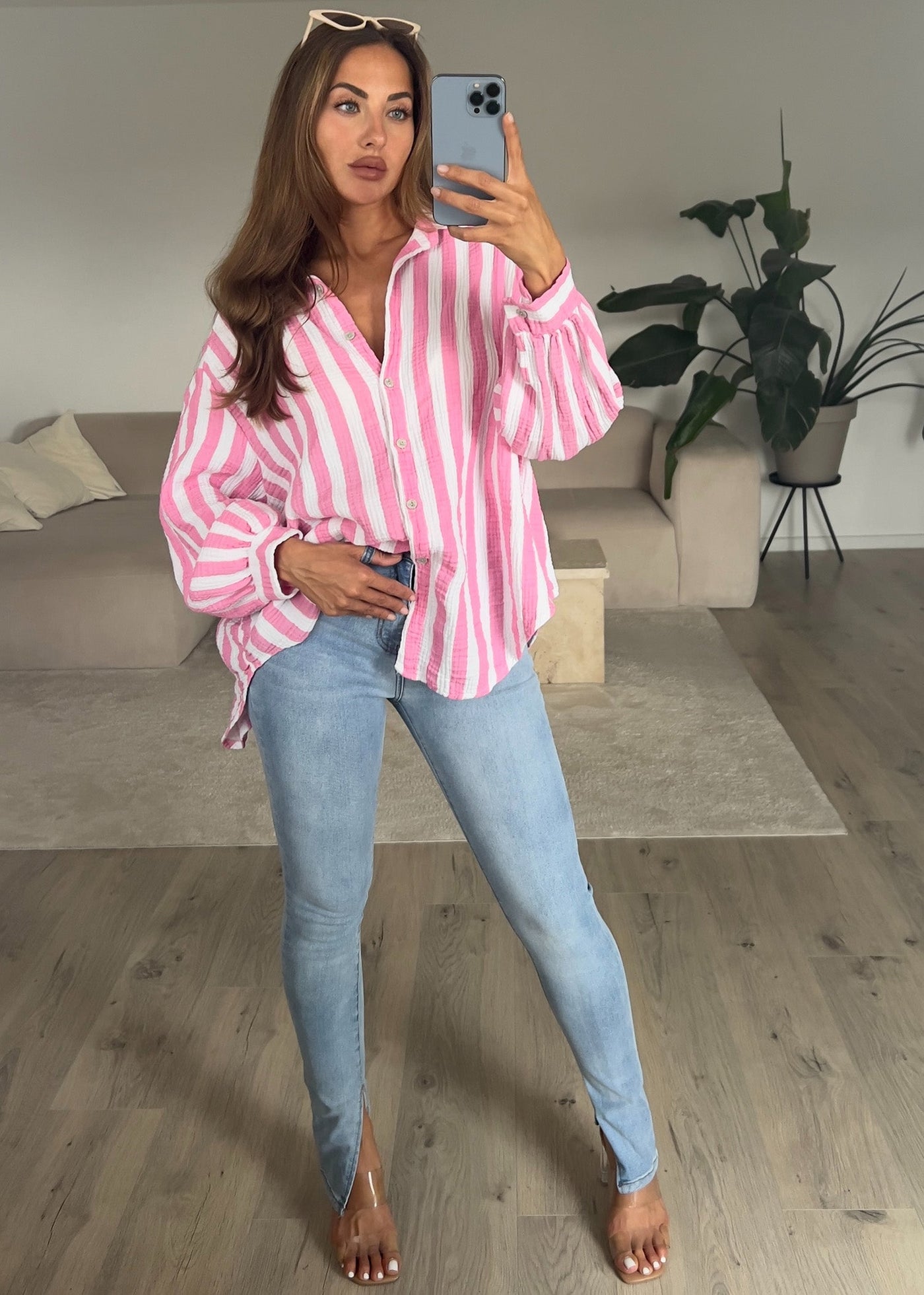 Gestreifte Musselin Bluse