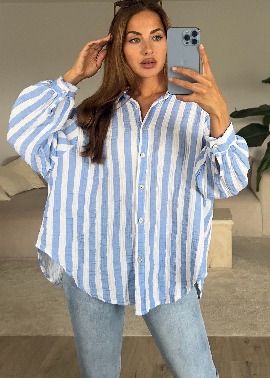 Gestreifte Musselin Bluse