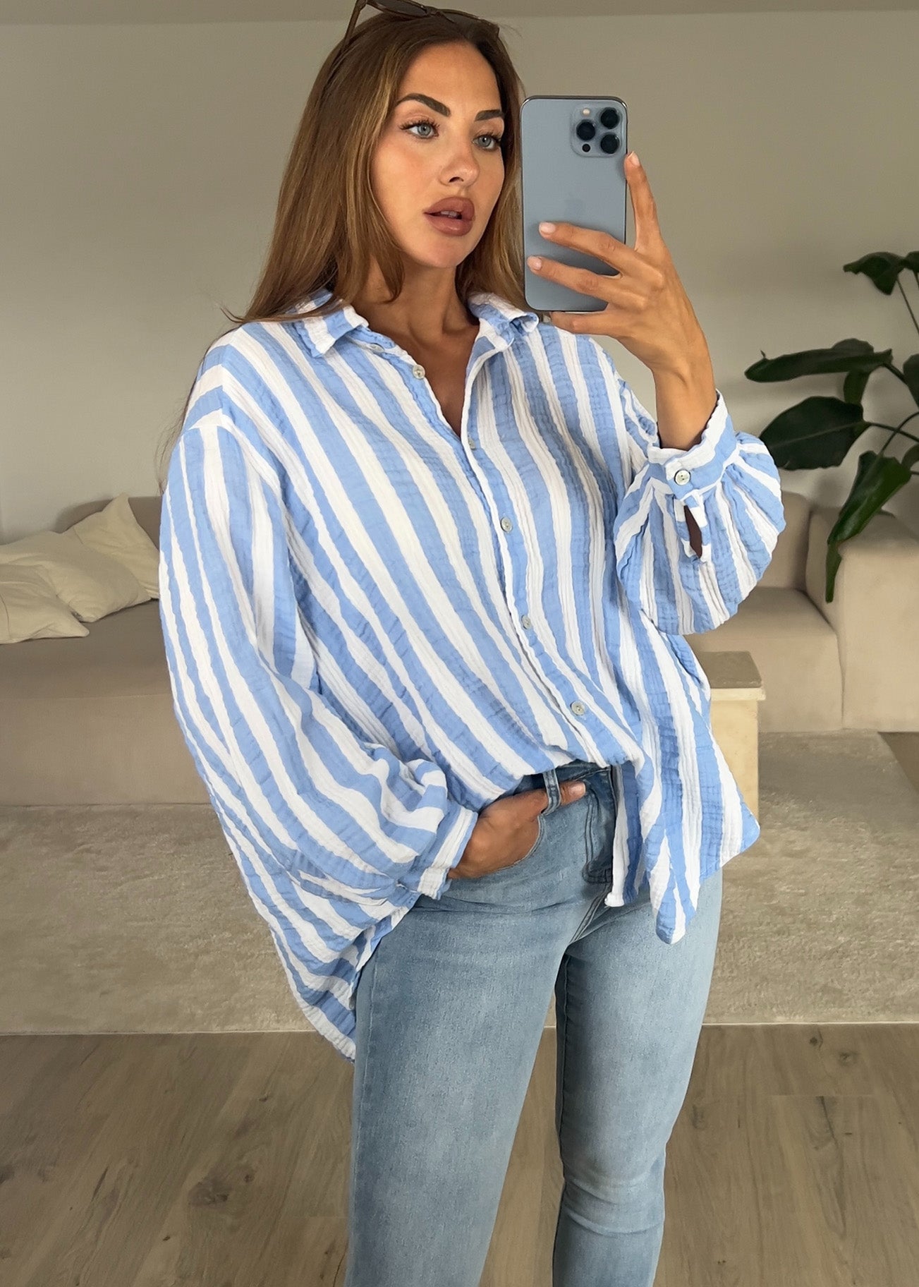 Gestreifte Musselin Bluse