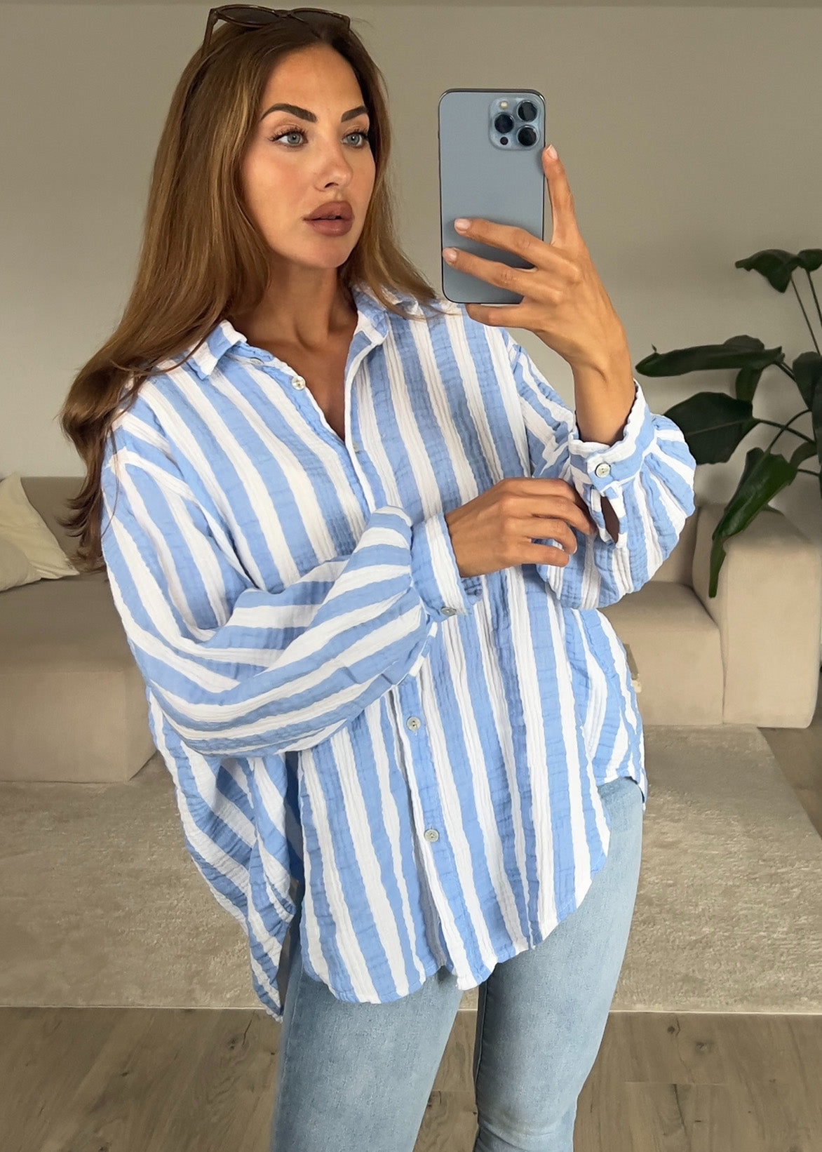 Gestreifte Musselin Bluse