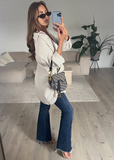 Lange Musselin-Bluse Beige