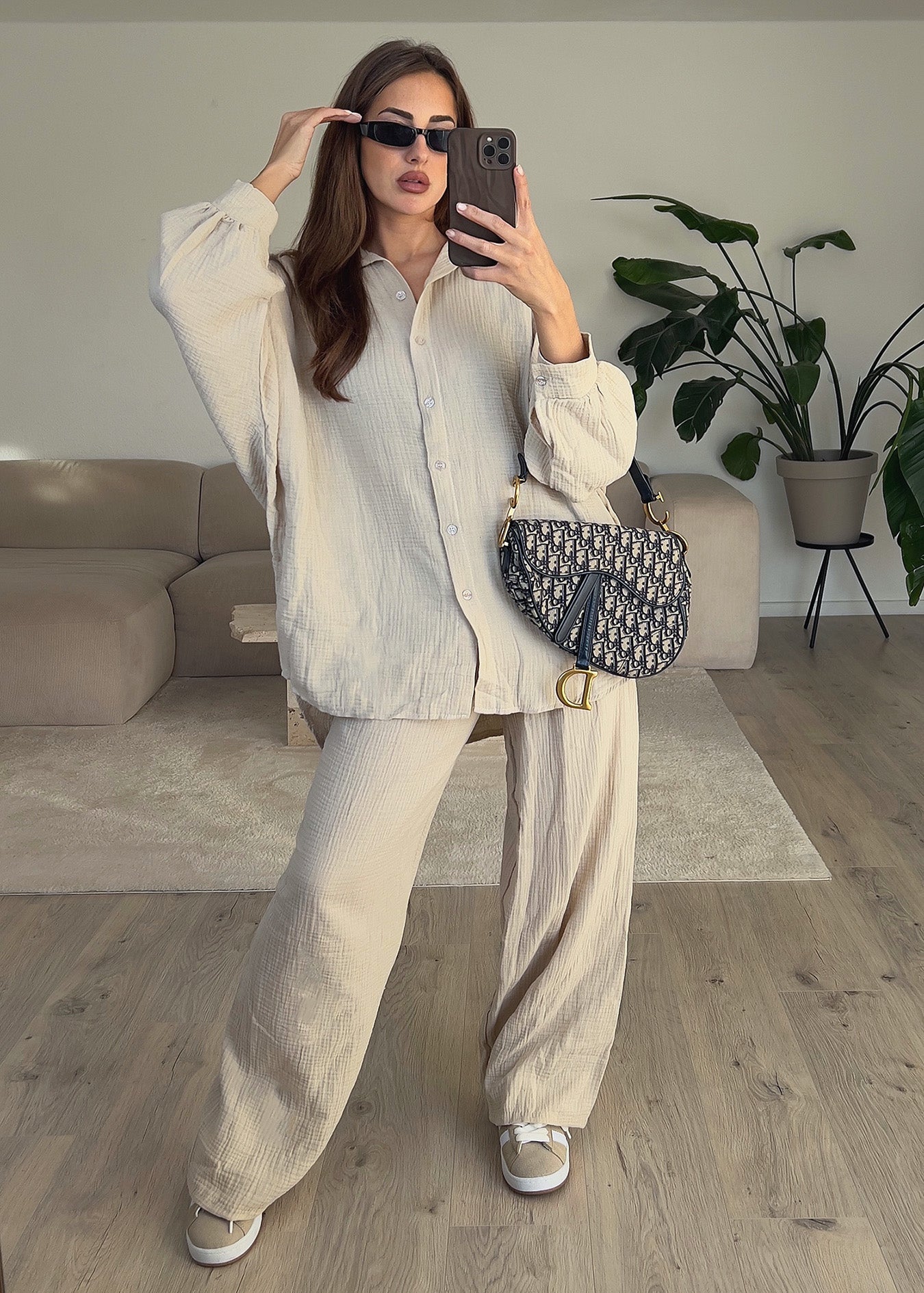 Oversize Musseline Set Beige