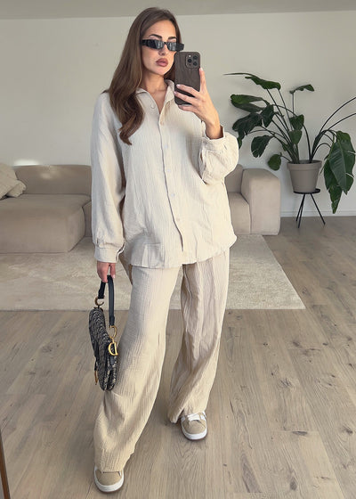 Oversize Musseline Set Beige