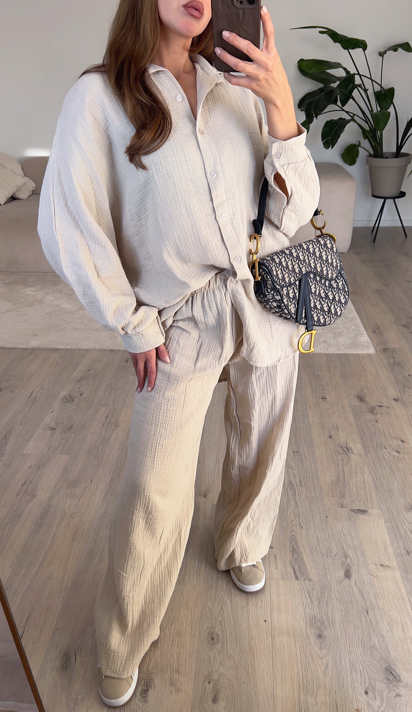 Oversize Musseline Set Beige