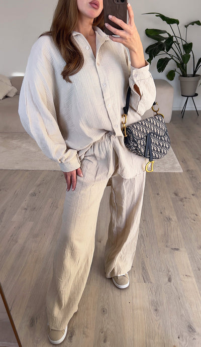 Oversize Musseline Set Beige