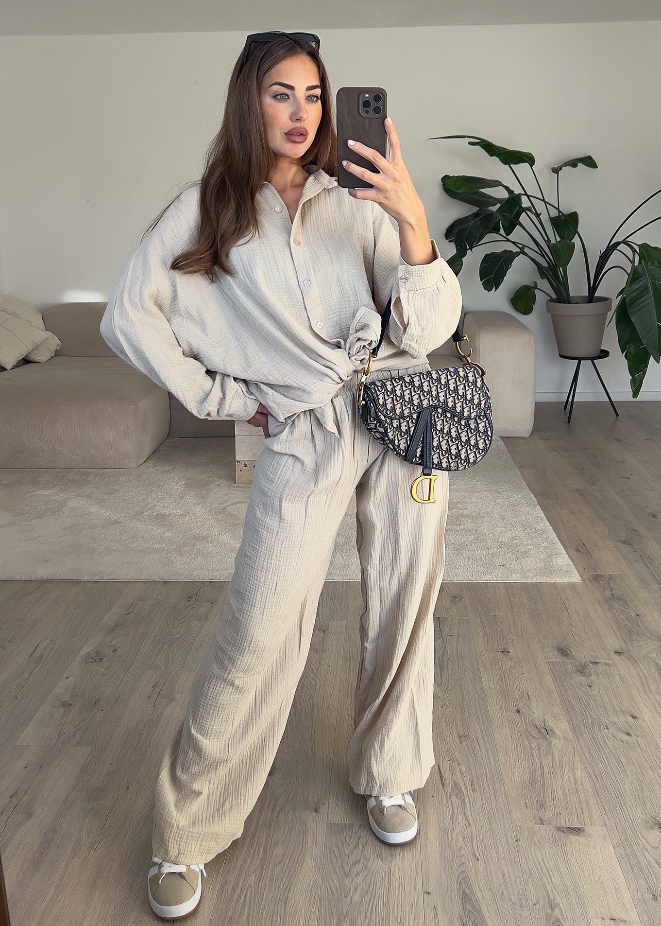 Oversize Musseline Set Beige