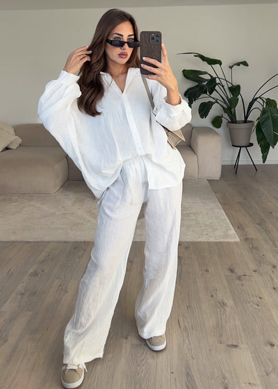 Oversize Musseline Set Weiß