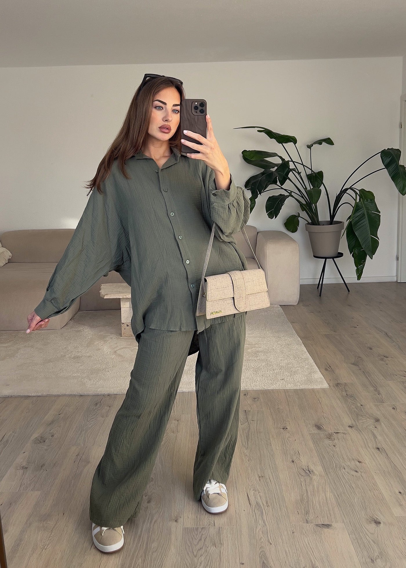 Oversize Musseline Set Khaki