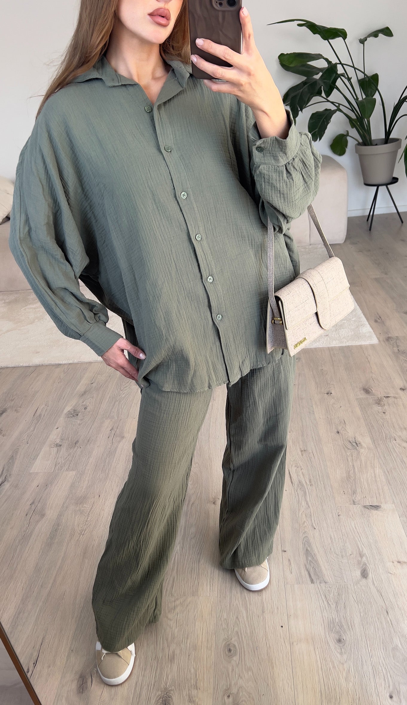 Oversize Musseline Set Khaki