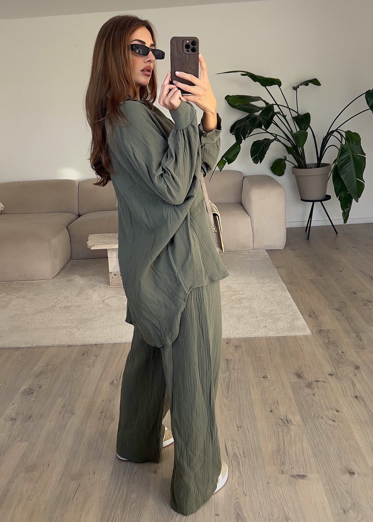Oversize Musseline Set Khaki