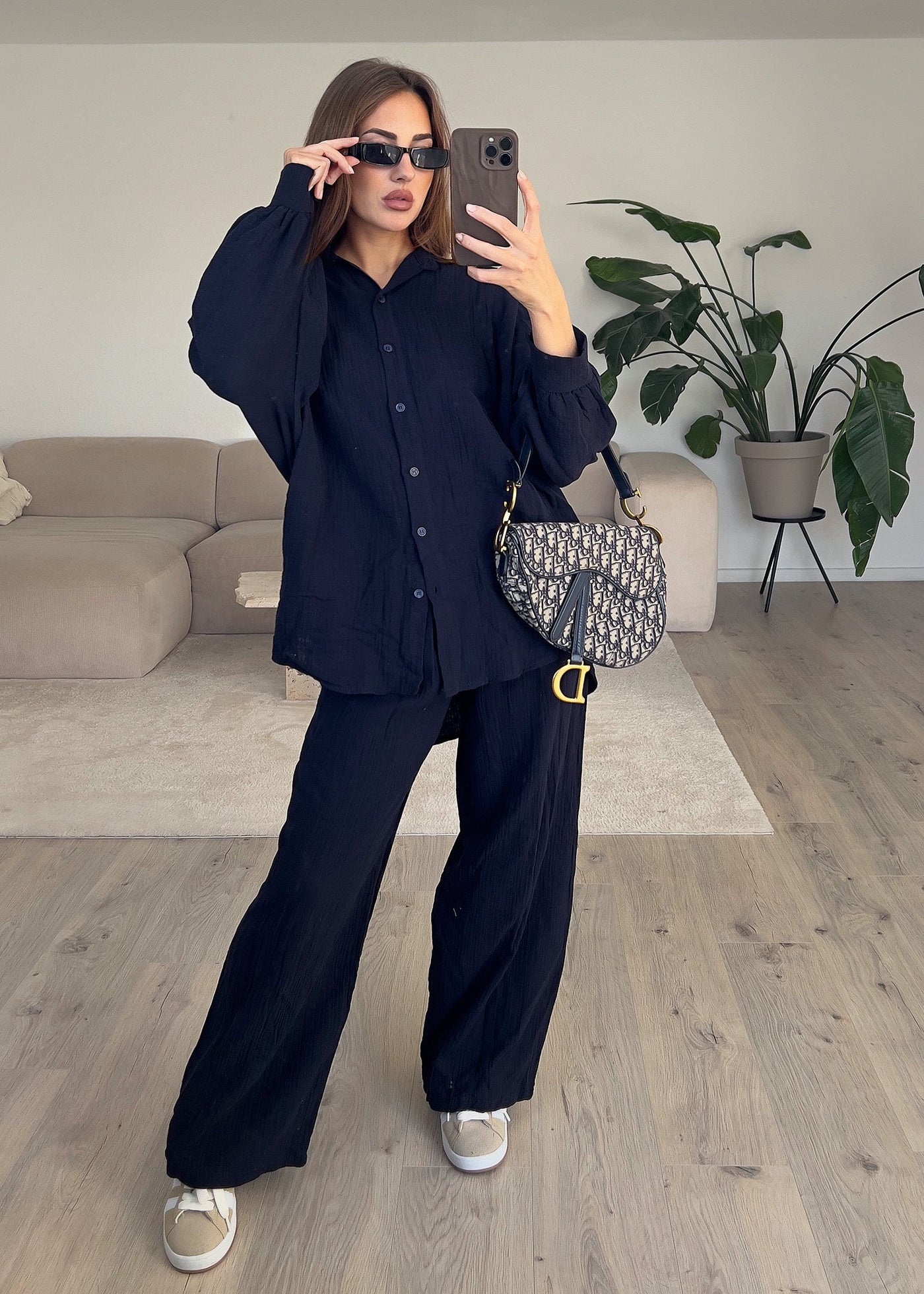 Oversize Musseline Set Schwarz
