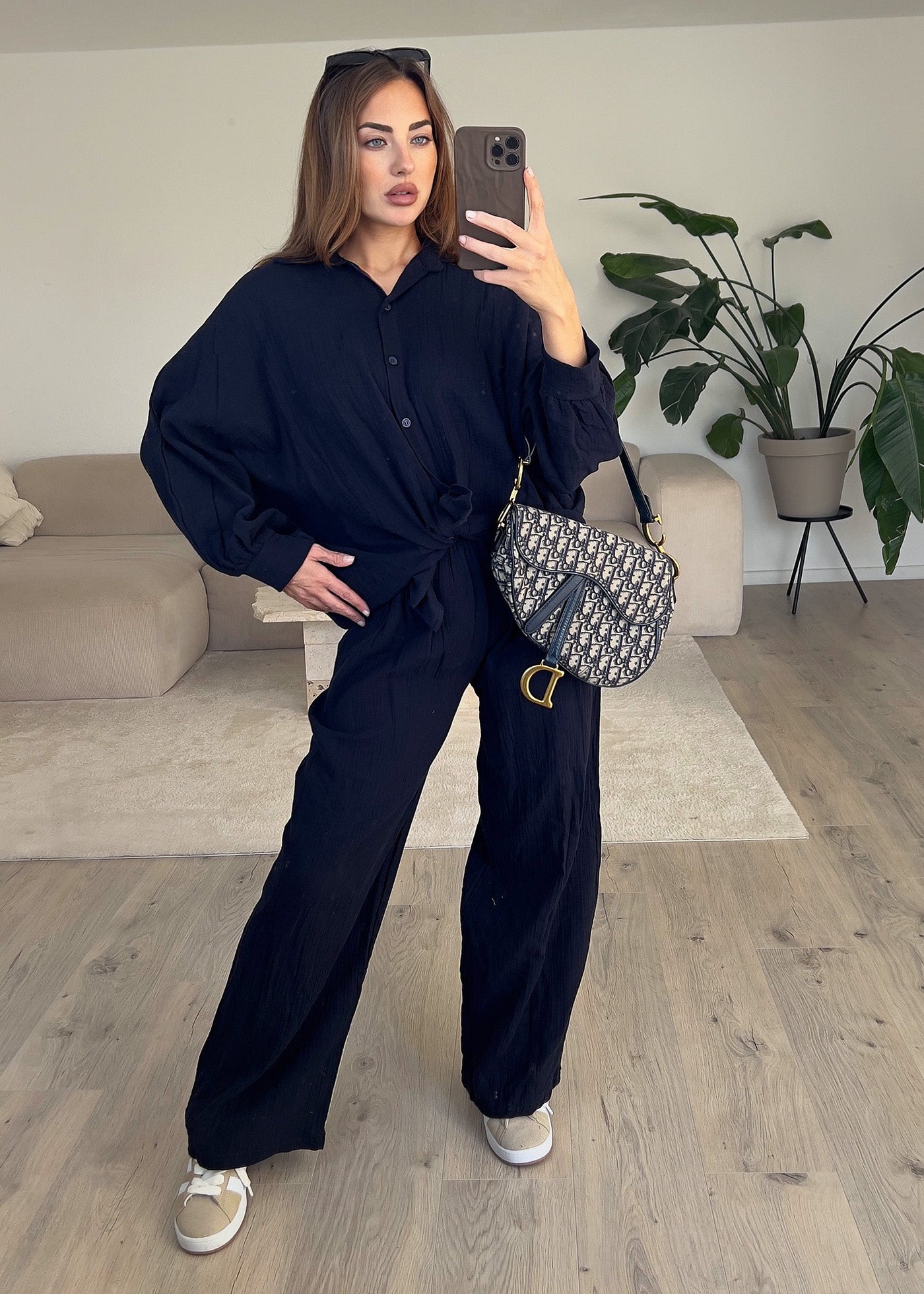 Oversize Musseline Set Schwarz