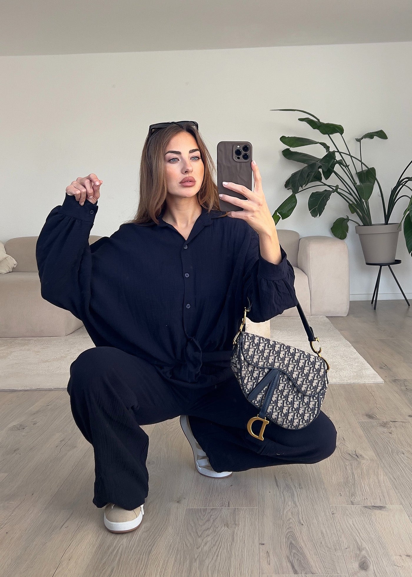 Oversize Musseline Set Schwarz