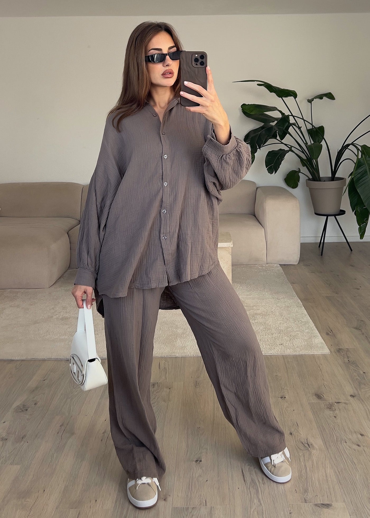 Oversize Musseline Set Taupe
