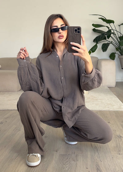Oversize Musseline Set Taupe