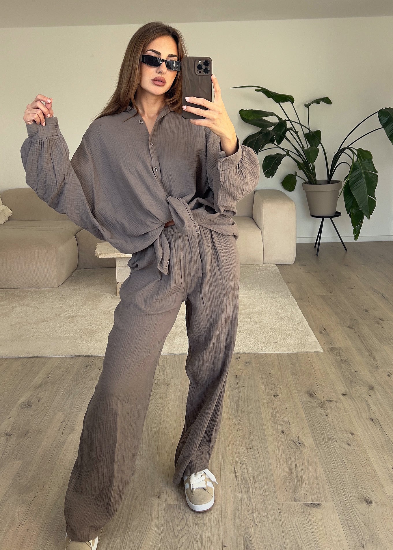 Oversize Musseline Set Taupe