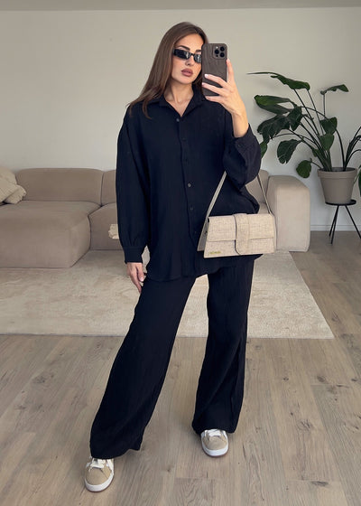 Oversize Musseline Set Schwarz