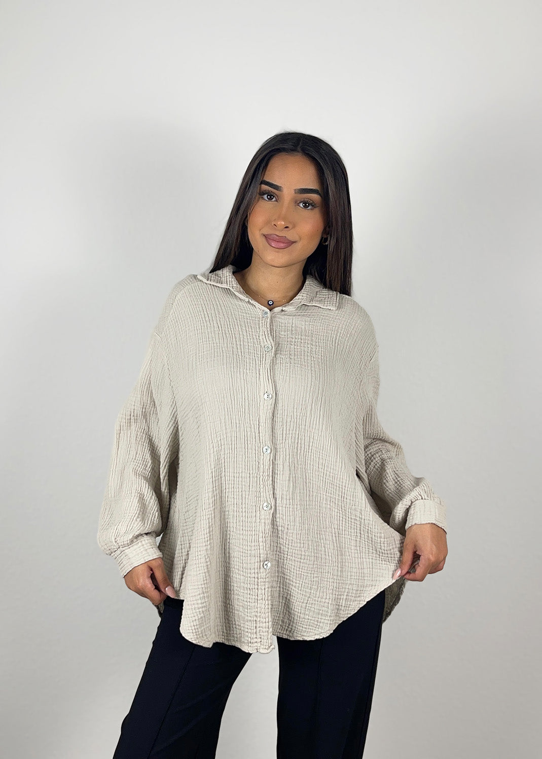 Musselin-Bluse Beige