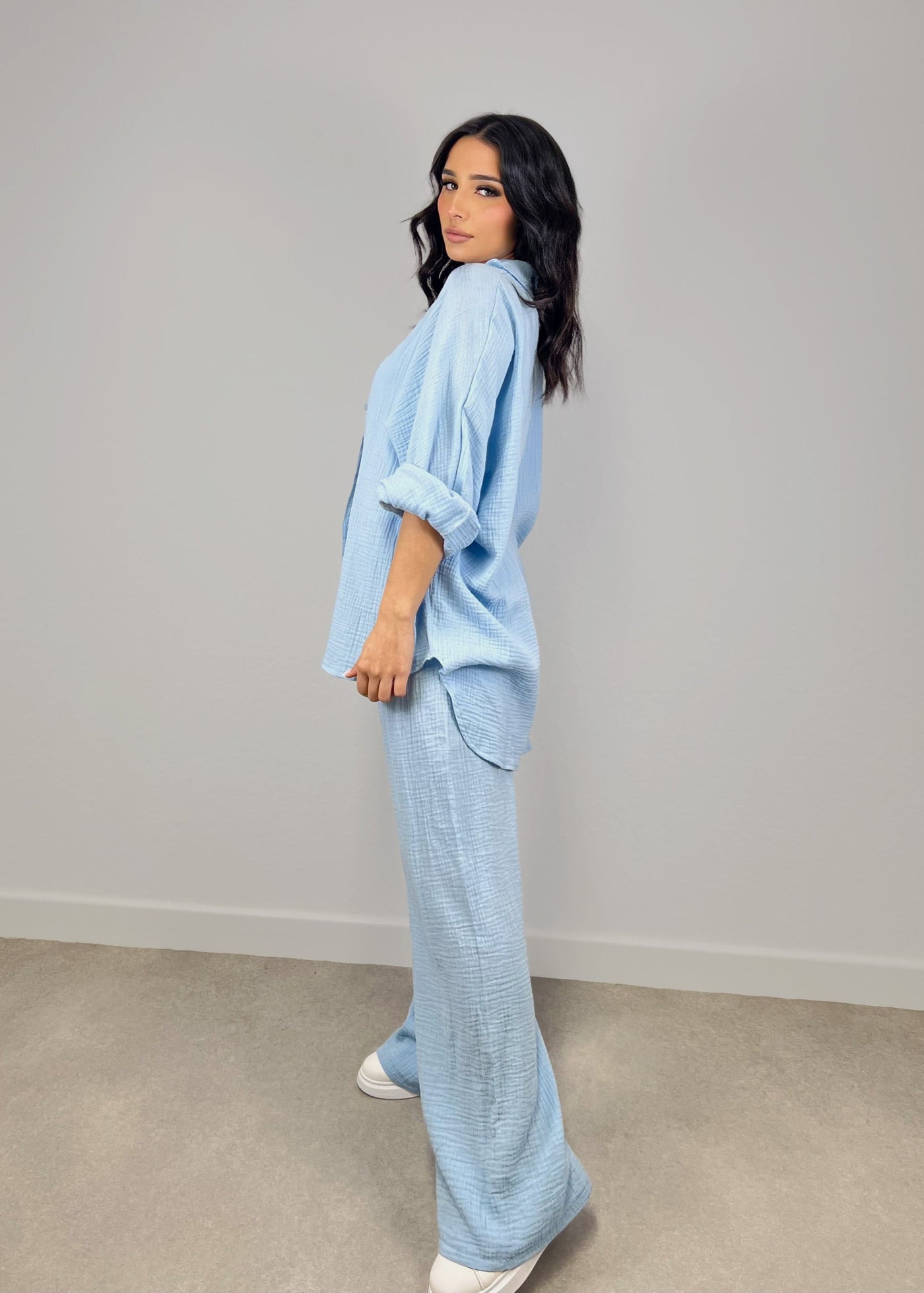 Oversize Musseline Set Hellblau