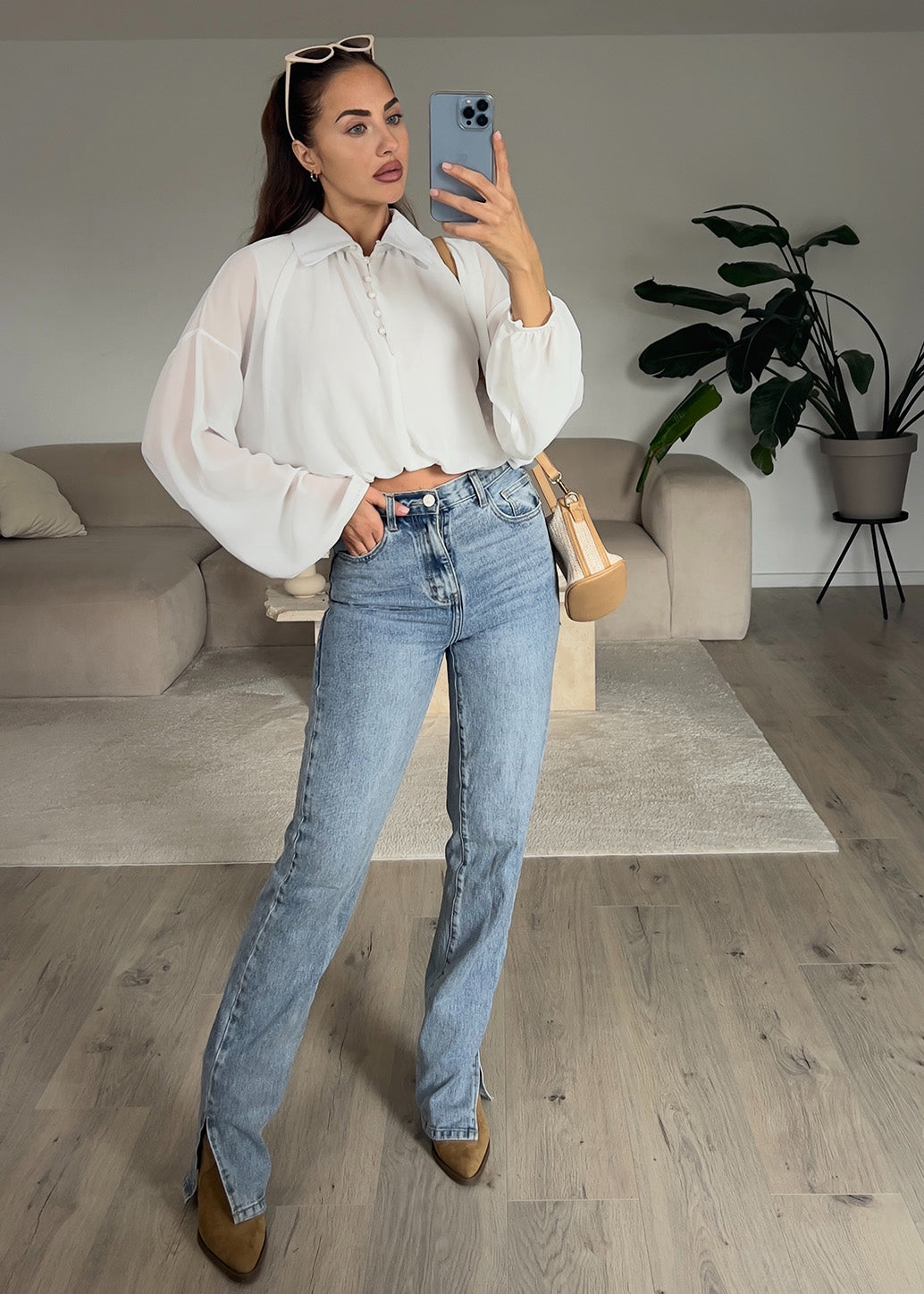Hemdbluse Weiß