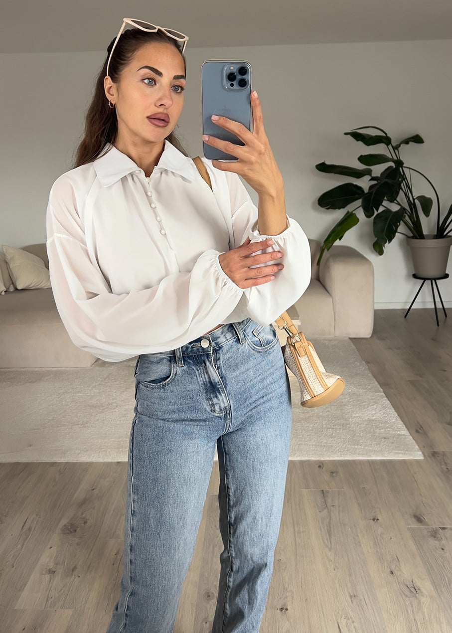 Hemdbluse Weiß