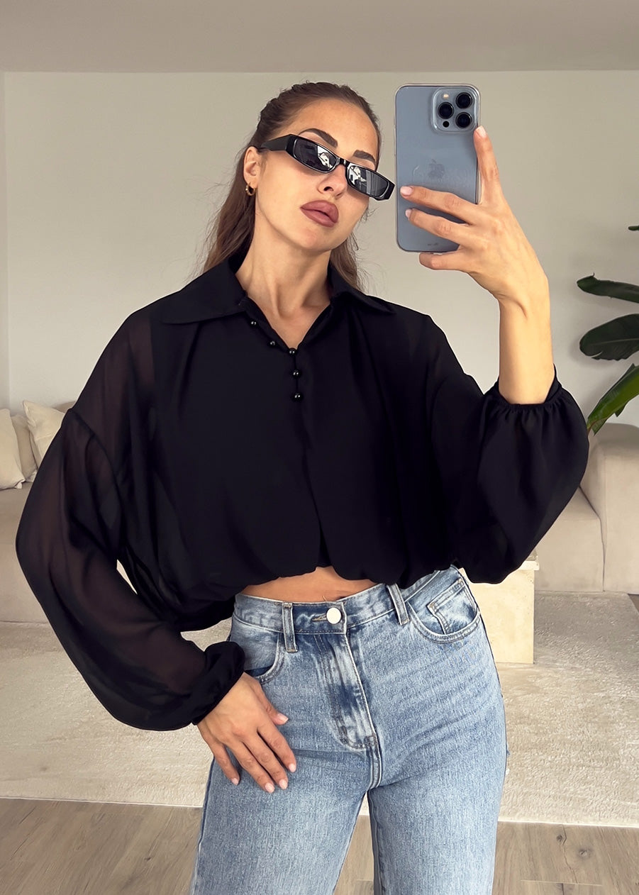 Hemdbluse Schwarz