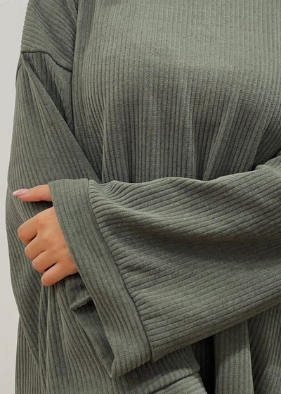 Cord-Set mit Oberteil und Hose Khaki