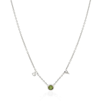 Made Mine Initials & Birthstone Necklace (Silver)