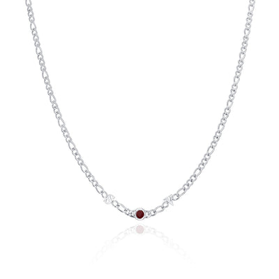 Made Mine Initials & Birthstone Necklace (Silver)