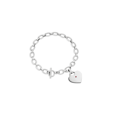Heart Token Oval Bracelet (Silver)