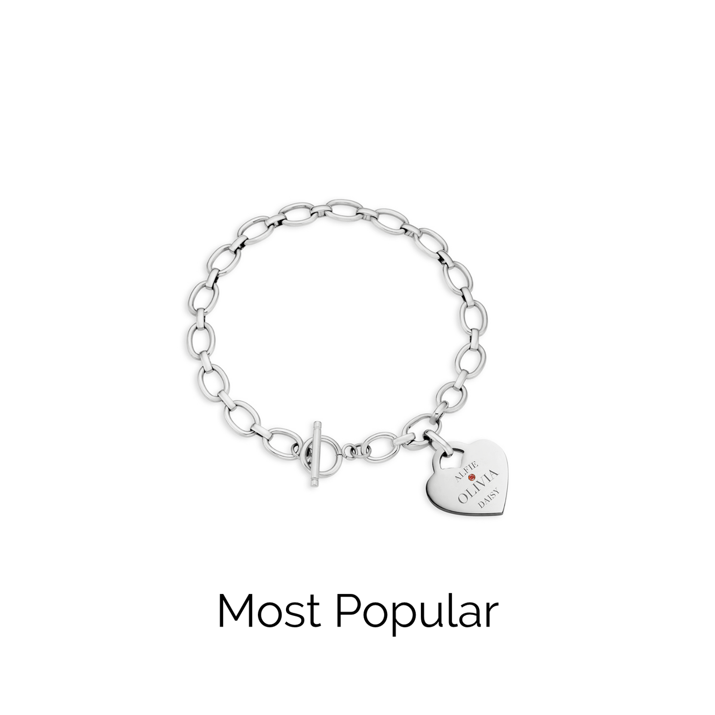 Heart Token Oval Bracelet (Silver)
