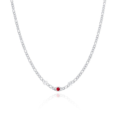 Made Mine Initials & Birthstone Necklace (Silver)