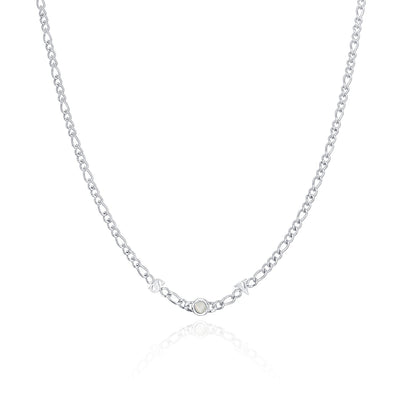 Made Mine Initials & Birthstone Necklace (Silver)