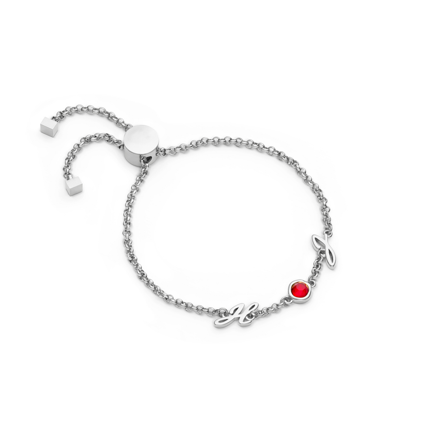 Made Mine Initials & Birthstone Bracelet (Silver)