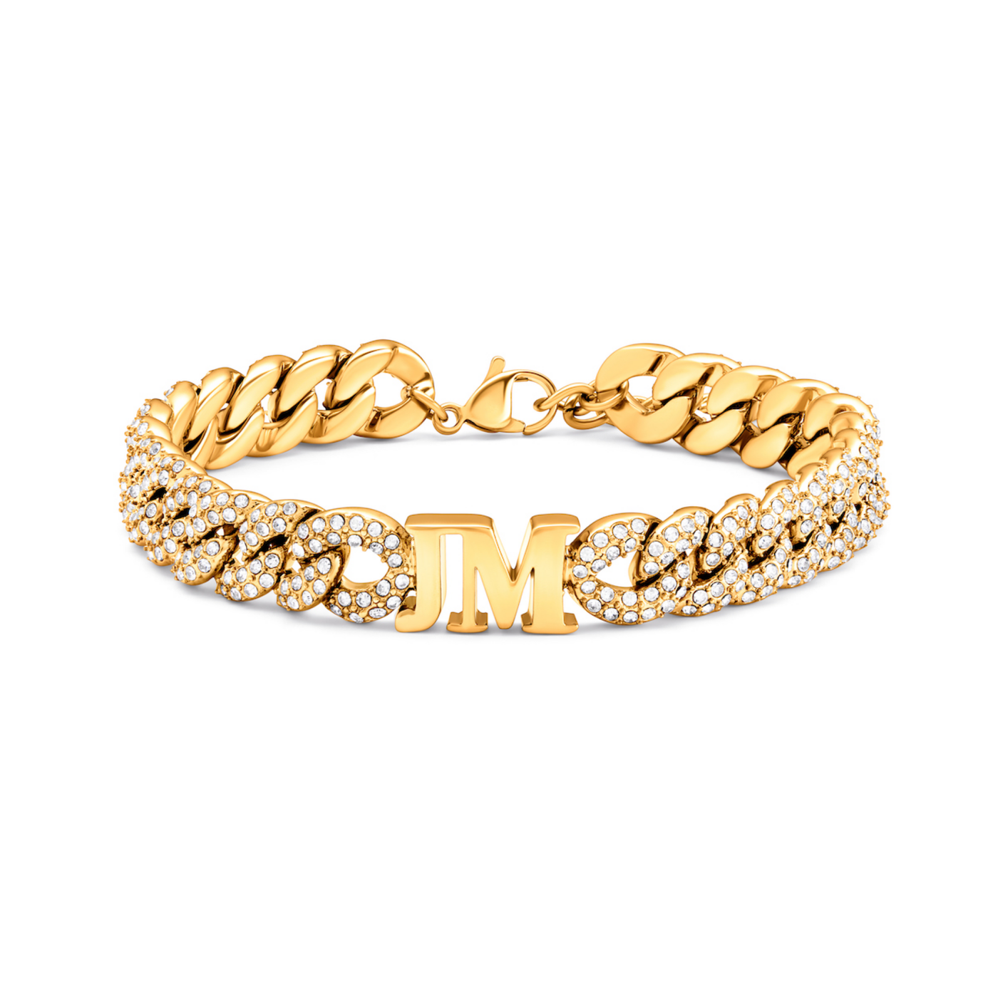 Pavé Initial Curb Bracelet (Gold)