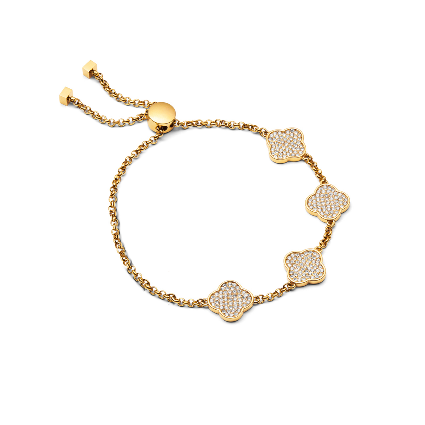 Shimmer Pavé Clover Bracelet (Gold)